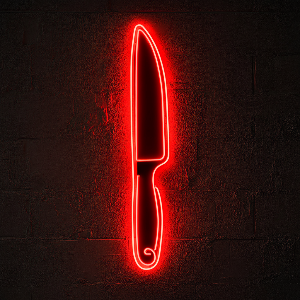 Chef Knife - Red Neon Sign, 24 Inches
