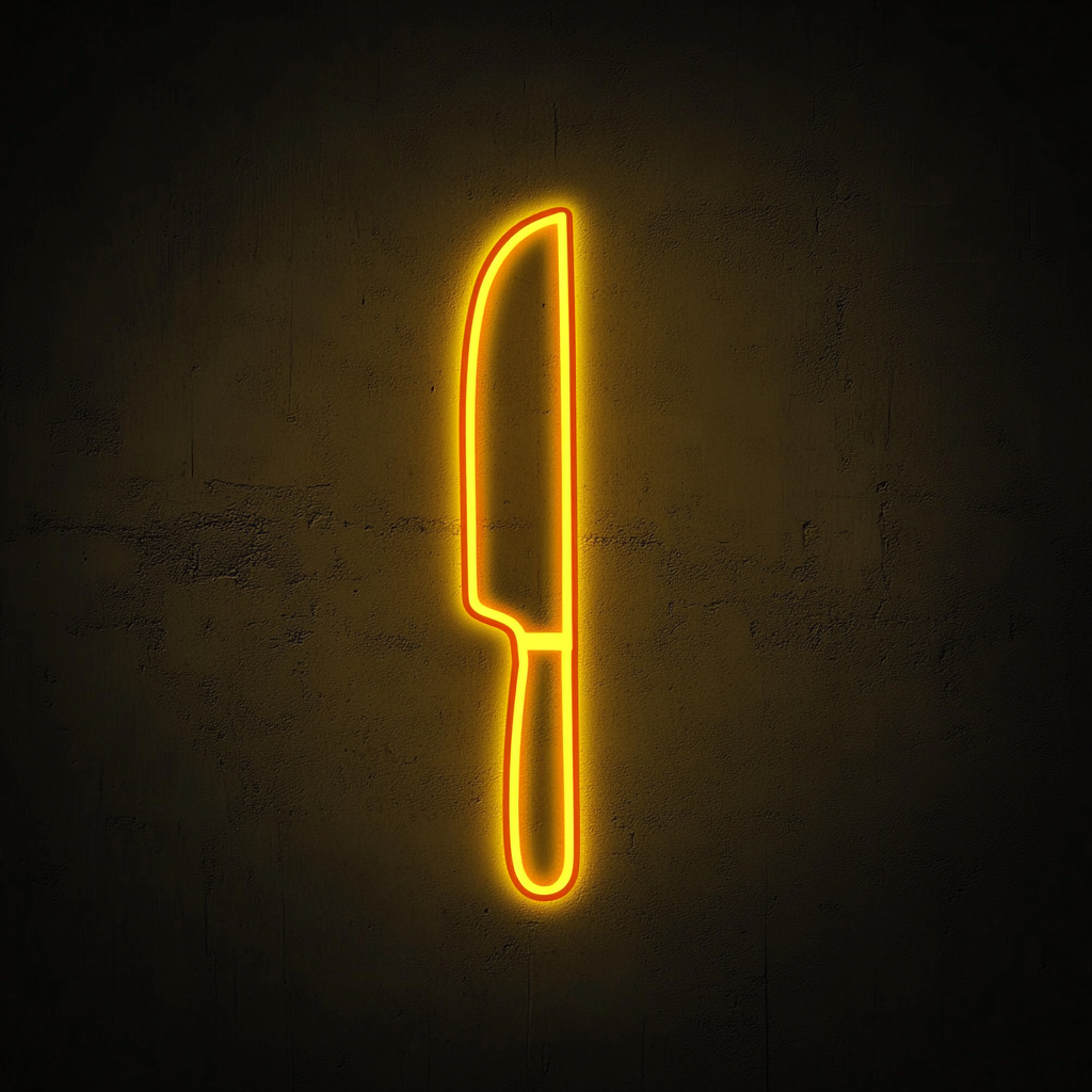 Chef Knife - Yellow Neon Sign, 24 Inches