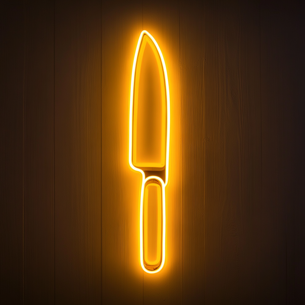 Chef Knife - Yellow Neon Sign, 18 Inches