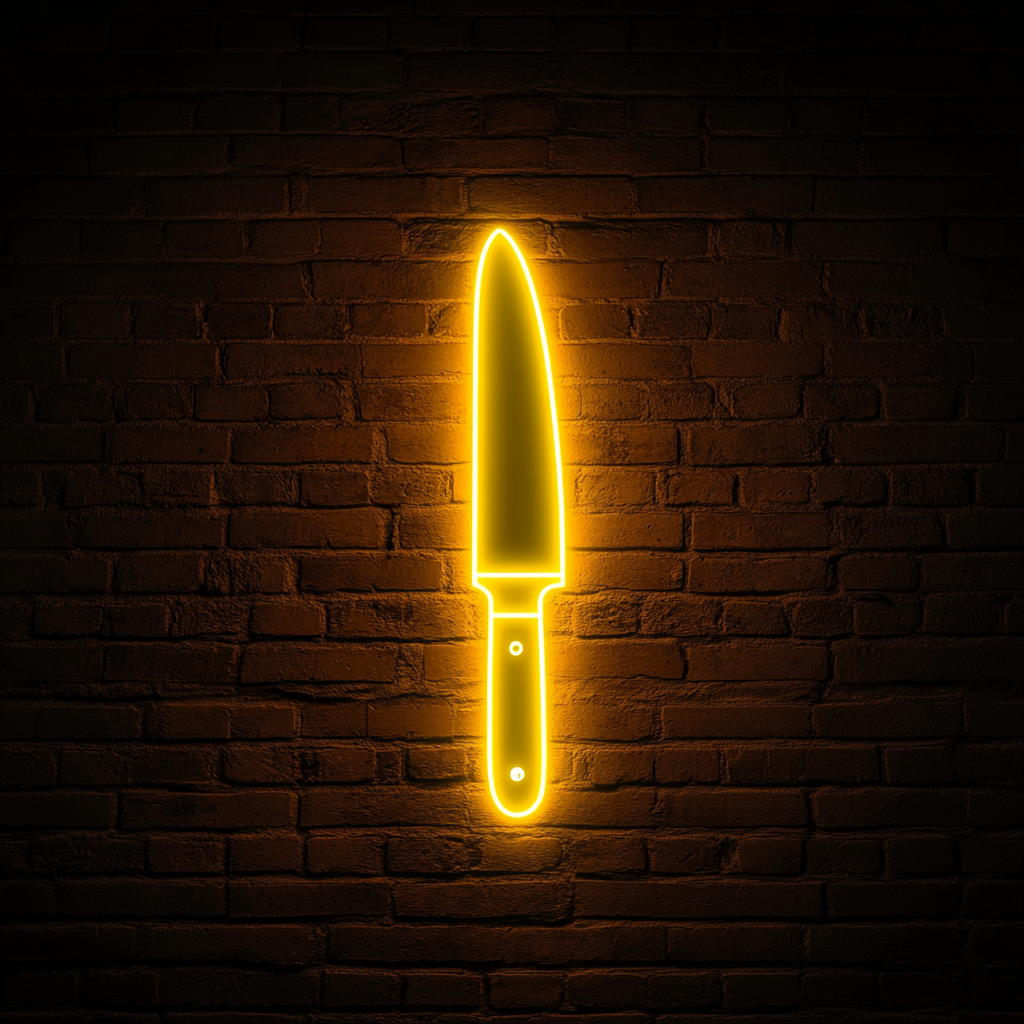 Chef Knife - Yellow Neon Sign, 18 Inches