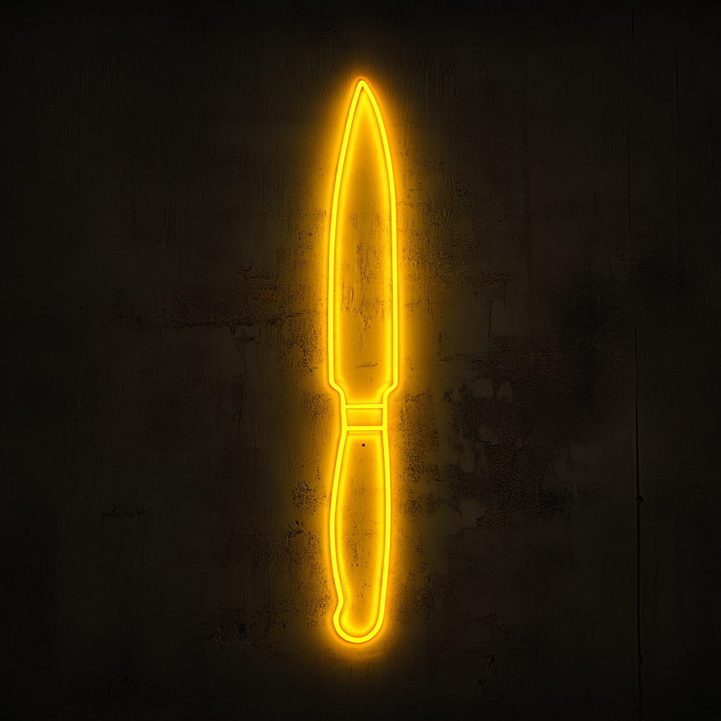 Chef Knife - Yellow Neon Sign, 24 Inches