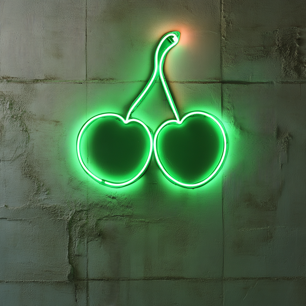 Cherries - Green Neon Sign, 18 Inches