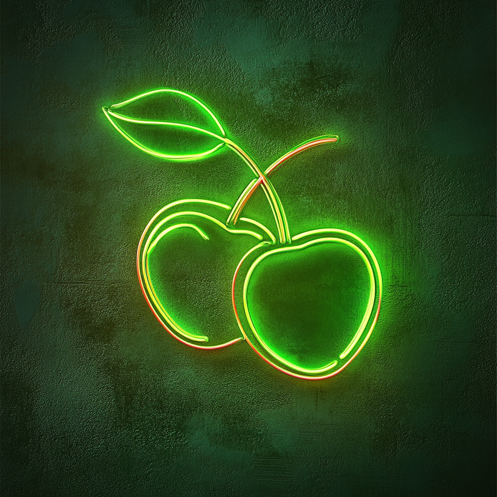 Cherries - Green Neon Sign, 18 Inches