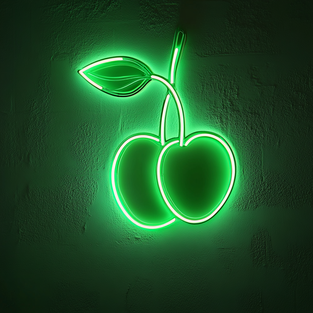 Cherries - Green Neon Sign, 18 Inches