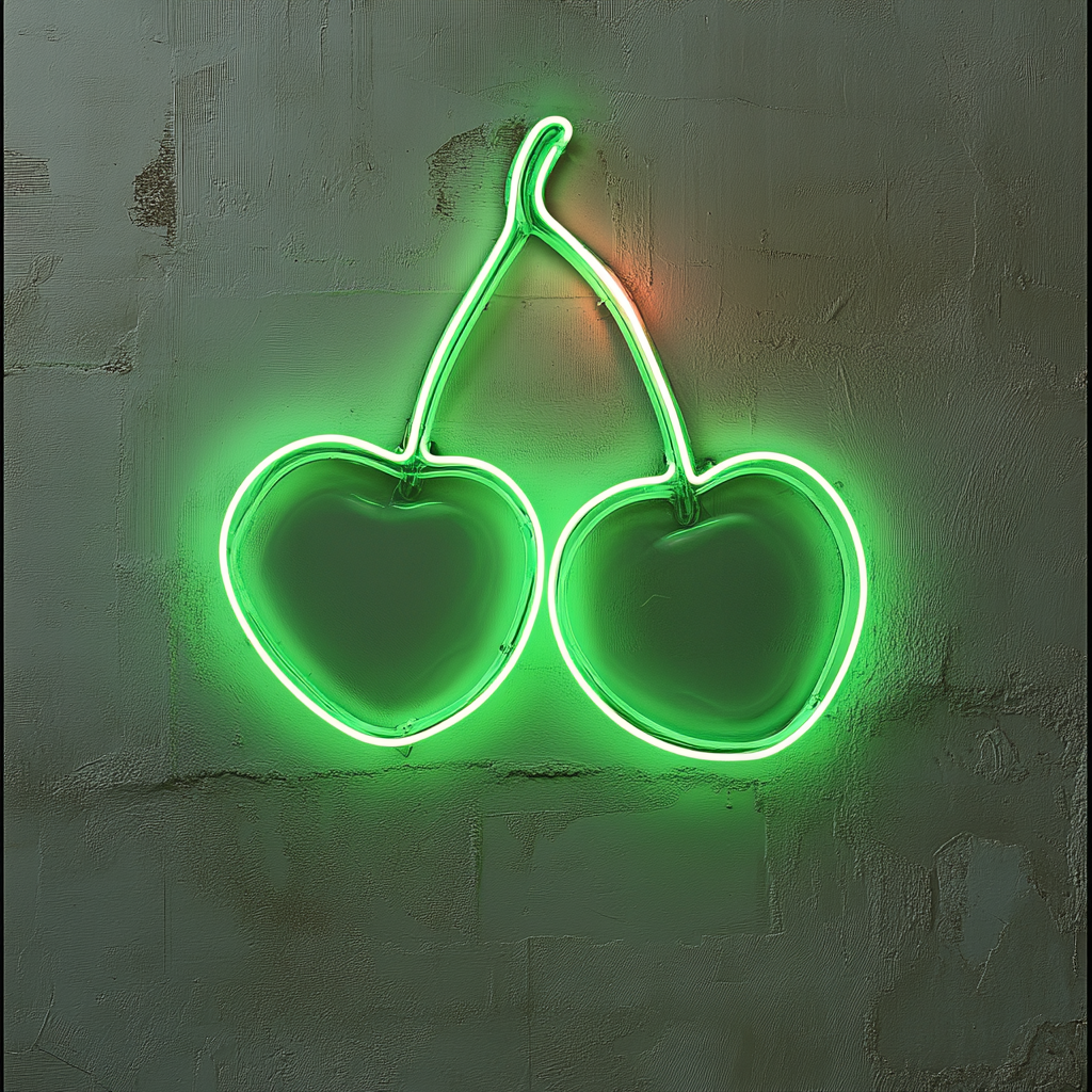 Cherries - Green Neon Sign, 18 Inches