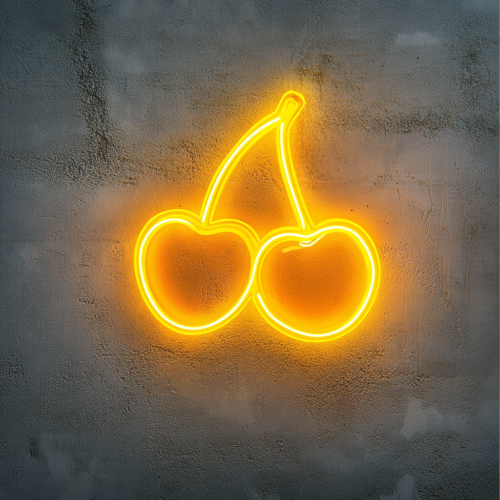 Cherries - Yellow Neon Sign, 18 Inches