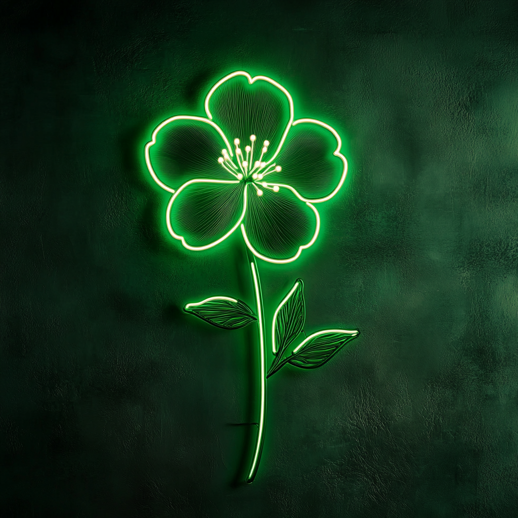 Cherry Blossom - Green Neon Sign, 18 Inches