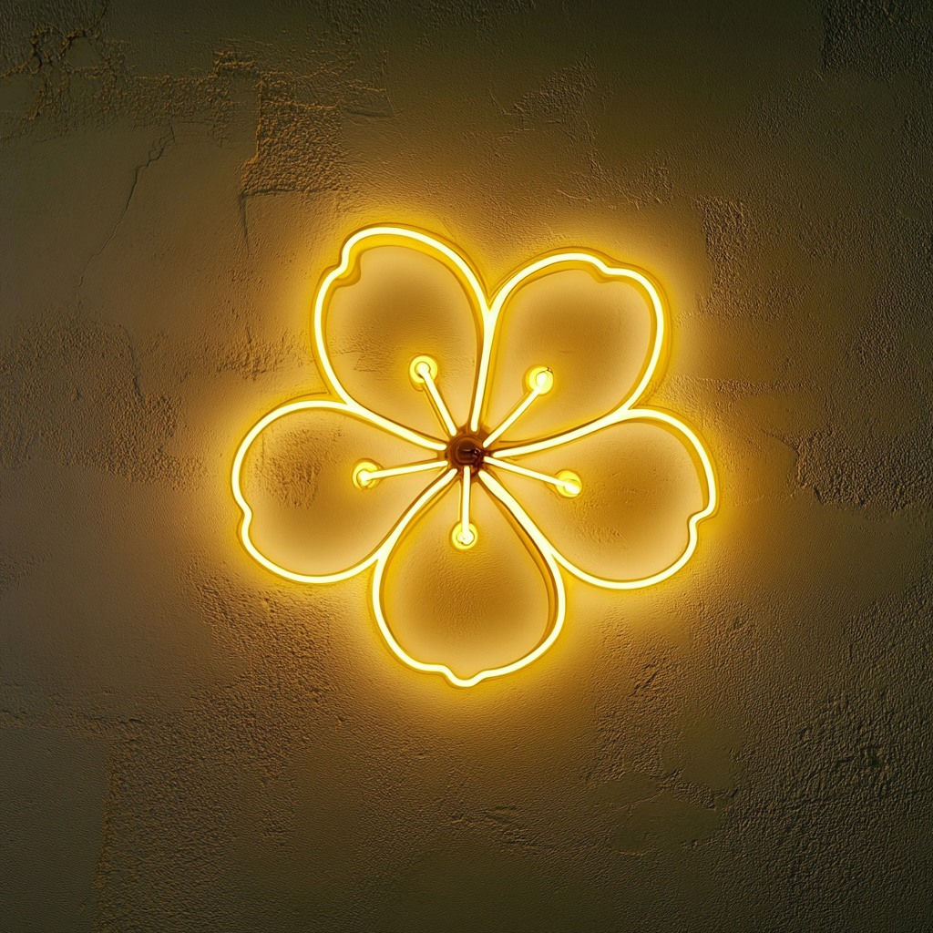 Cherry Blossom - Yellow Neon Sign, 18 Inches