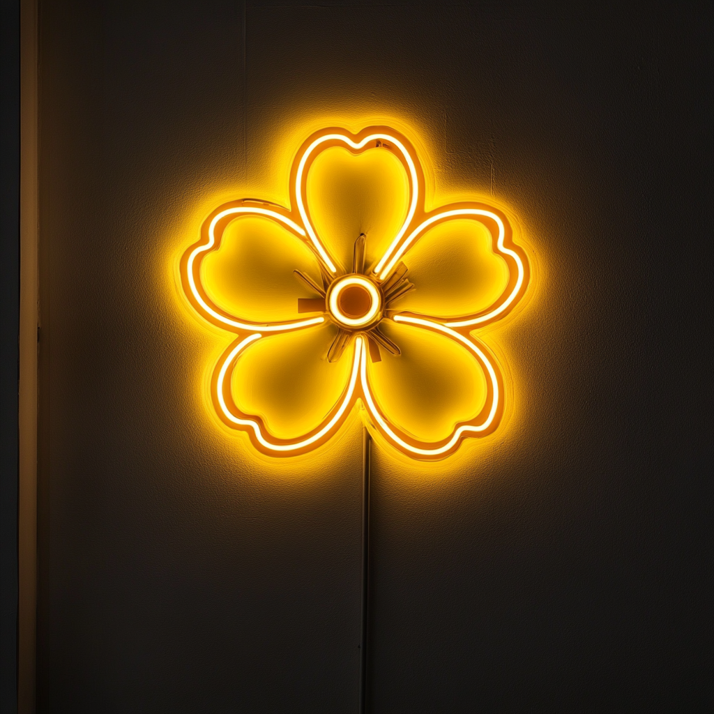 Cherry Blossom - Yellow Neon Sign, 18 Inches