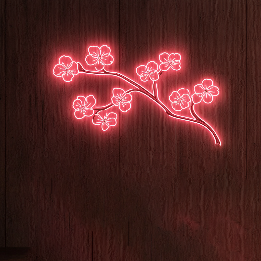 Cherry Blossom Branch - Pink Neon Sign, 24 Inches