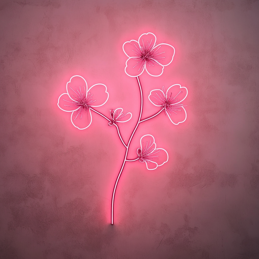 Cherry Blossom Branch - Pink Neon Sign, 24 Inches