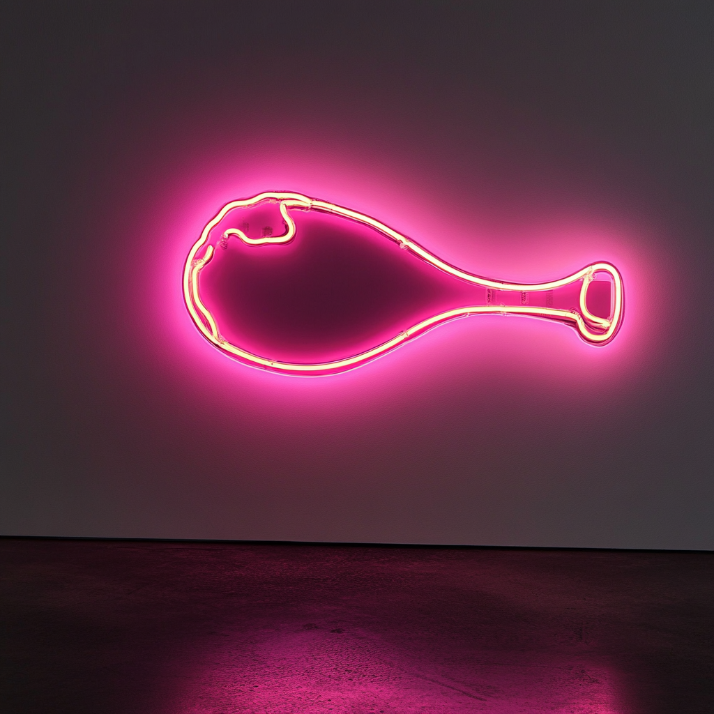 Chicken Drumstick - Pink Neon Sign, 18 Inches