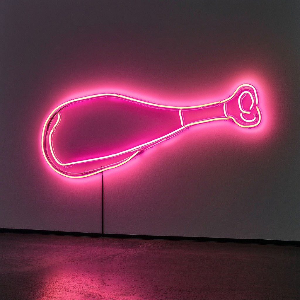 Chicken Drumstick - Pink Neon Sign, 18 Inches