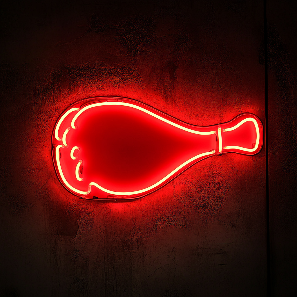 Chicken Drumstick - Red Neon Sign, 18 Inches