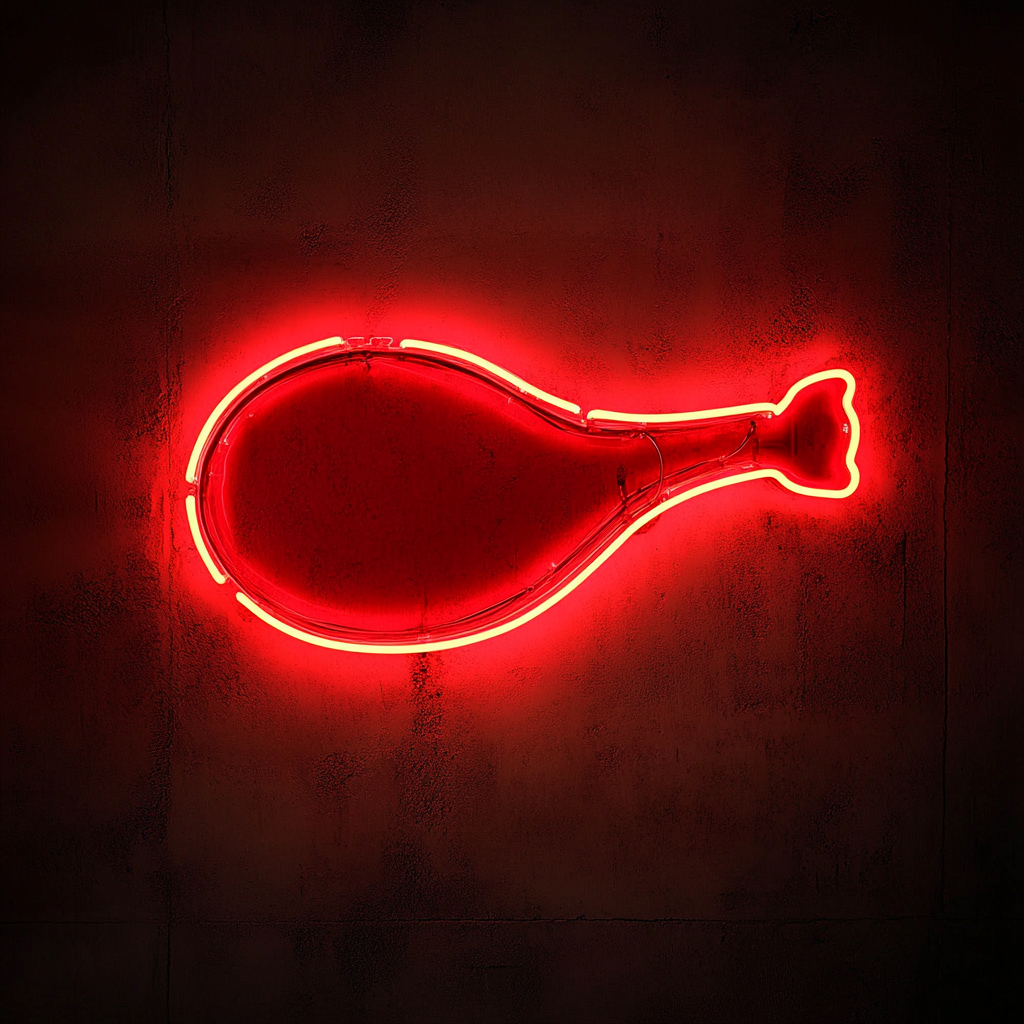 Chicken Drumstick - Red Neon Sign, 18 Inches