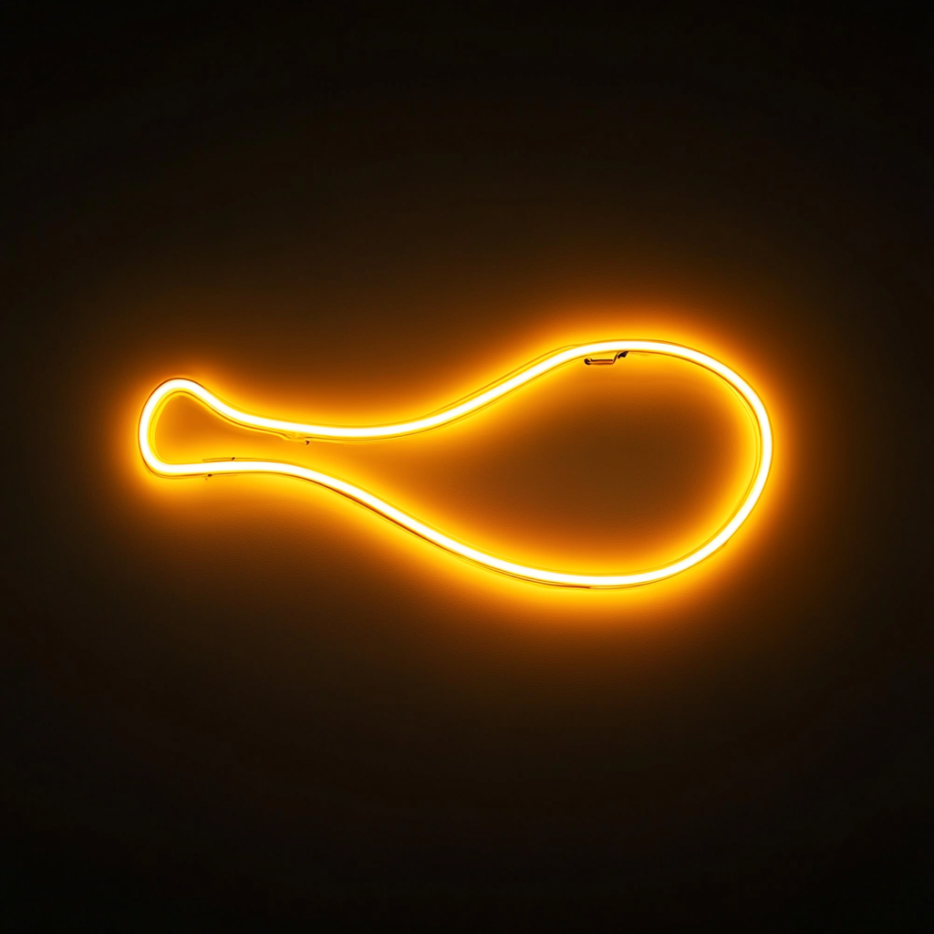 Chicken Drumstick - Yellow Neon Sign, 18 Inches