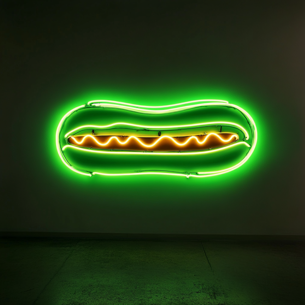 Chili Dog - Green Neon Sign, 18 Inches