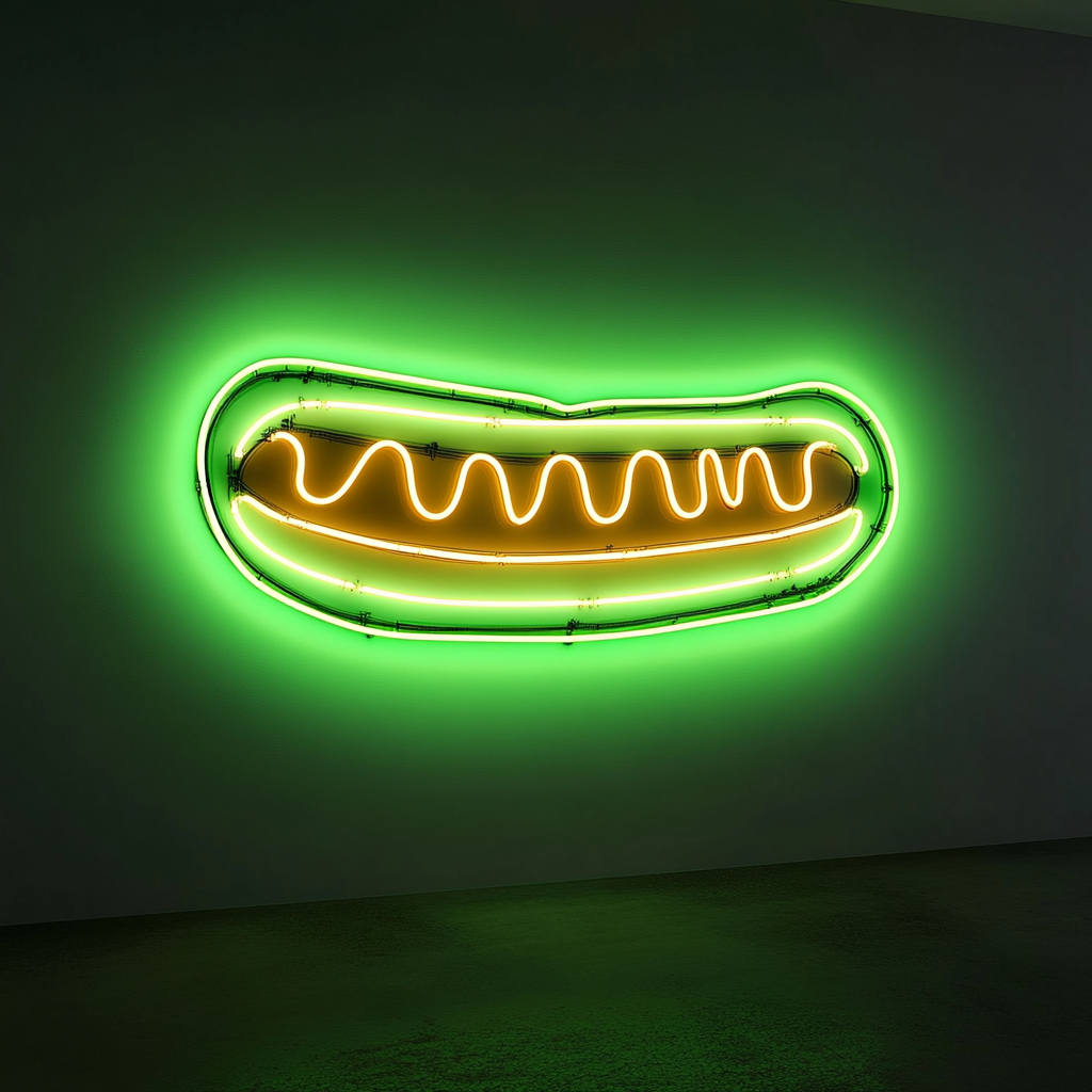 Chili Dog - Green Neon Sign, 18 Inches