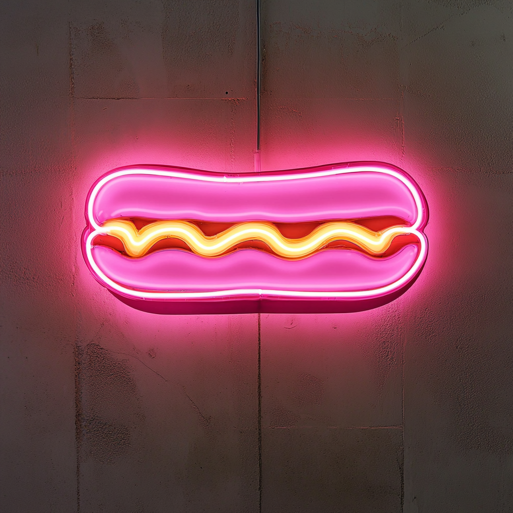 Chili Dog - Pink Neon Sign, 18 Inches