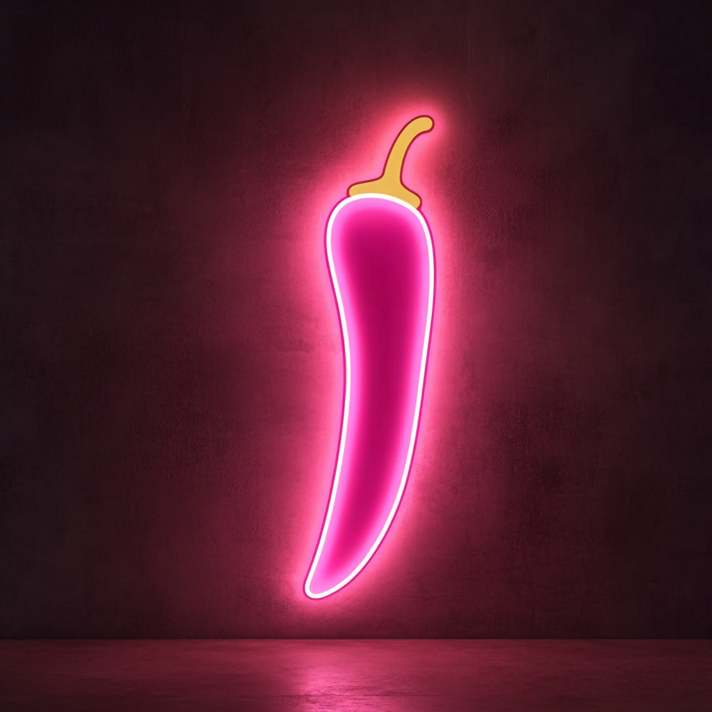Chili Pepper - Pink Neon Sign, 18 Inches