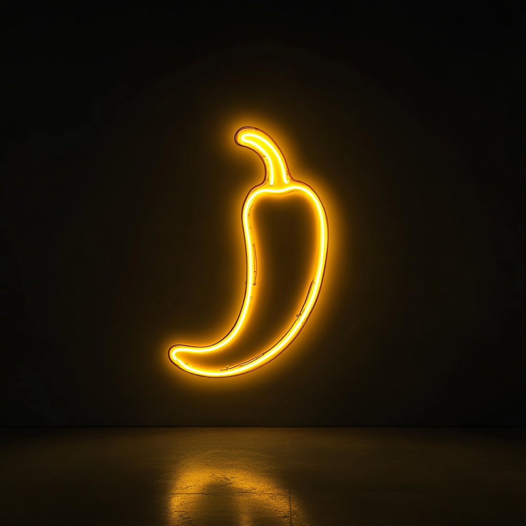 Chili Pepper - Yellow Neon Sign, 18 Inches
