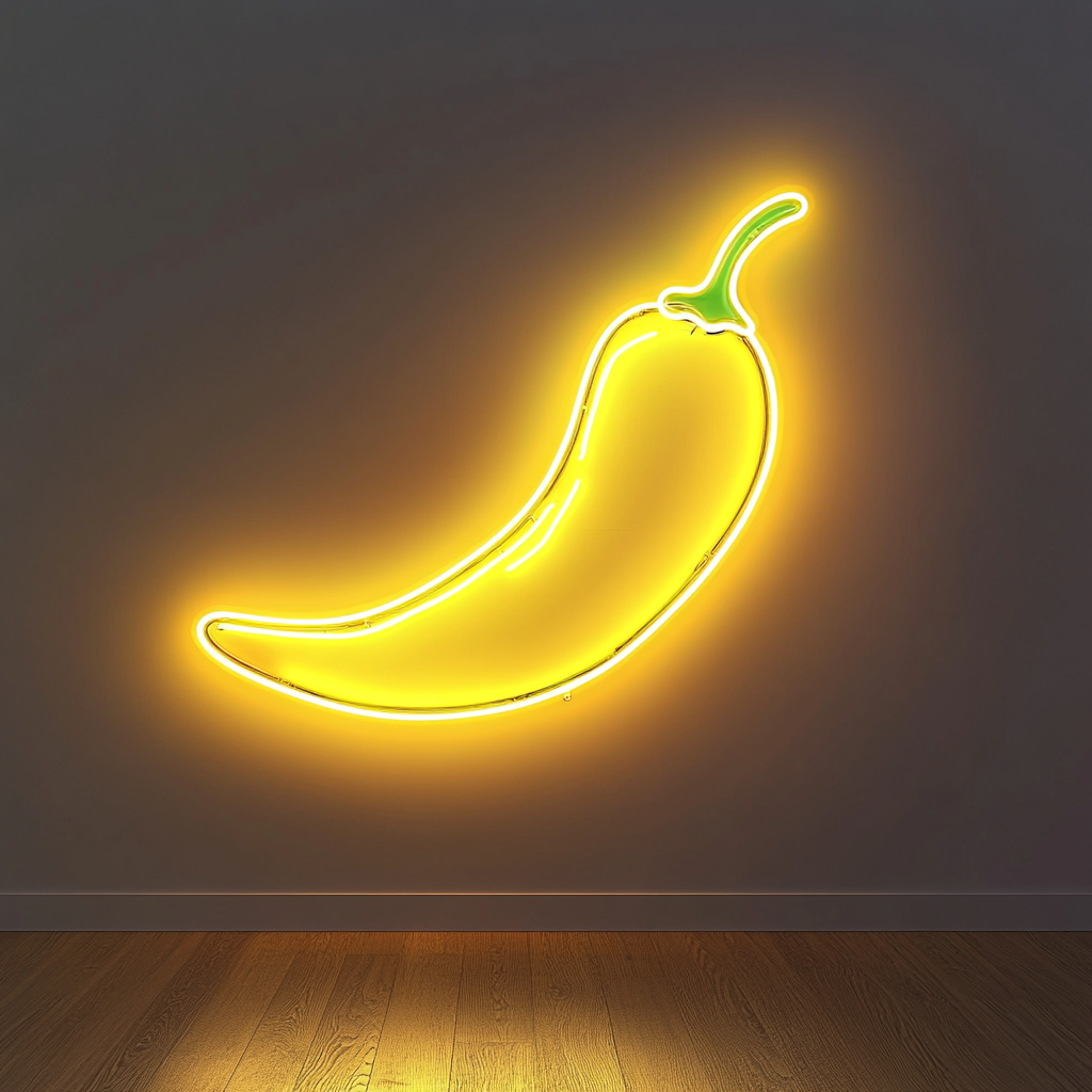 Chili Pepper - Yellow Neon Sign, 18 Inches
