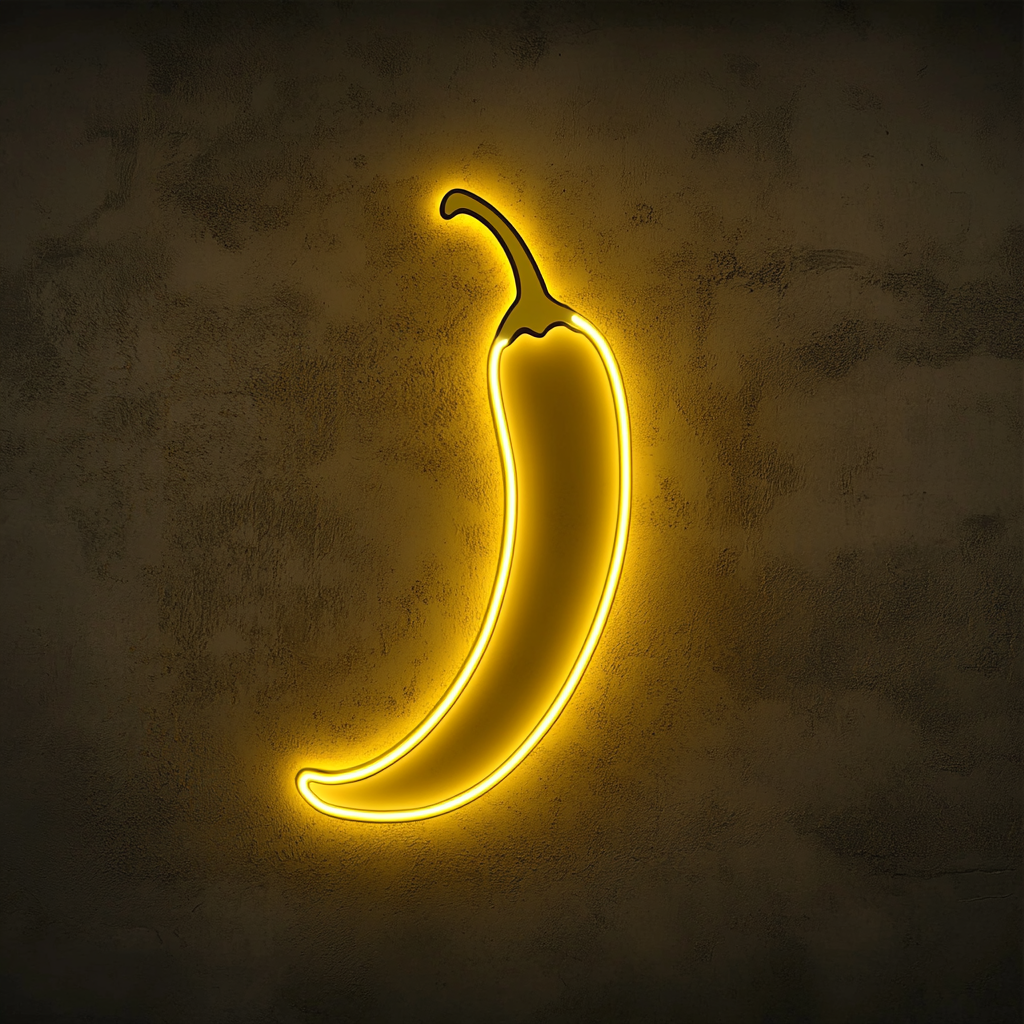 Chili Pepper - Yellow Neon Sign, 24 Inches