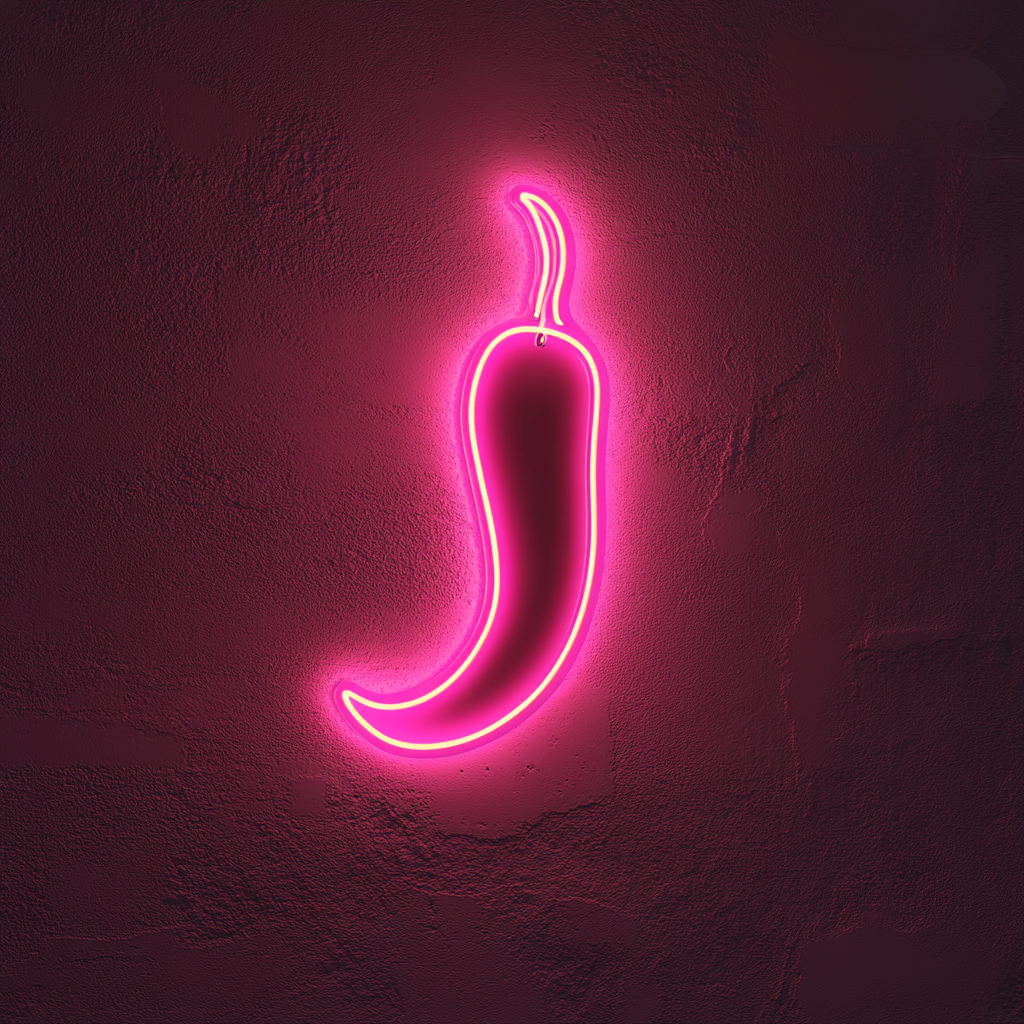 Chili Pepper with Flame - Pink Neon Sign, 24 Inches