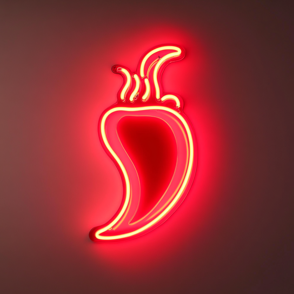 Chili Pepper with Flame - Red Neon Sign, 18 Inches