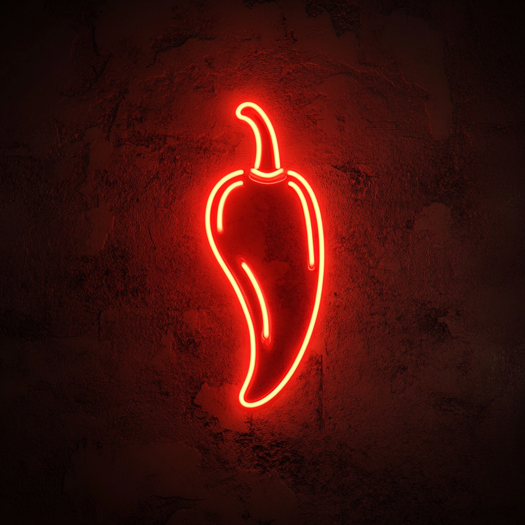 Chili Pepper with Flame - Red Neon Sign, 18 Inches