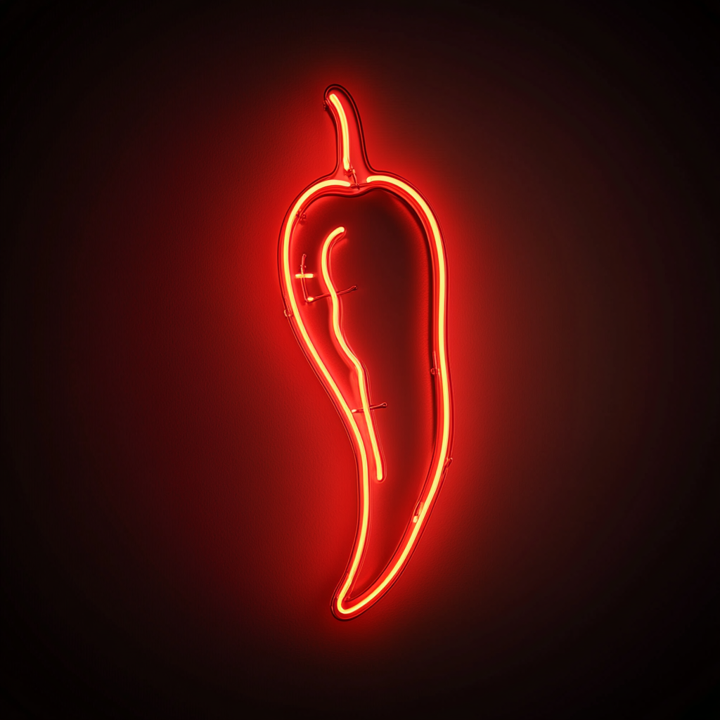 Chili Pepper with Flame - Red Neon Sign, 18 Inches