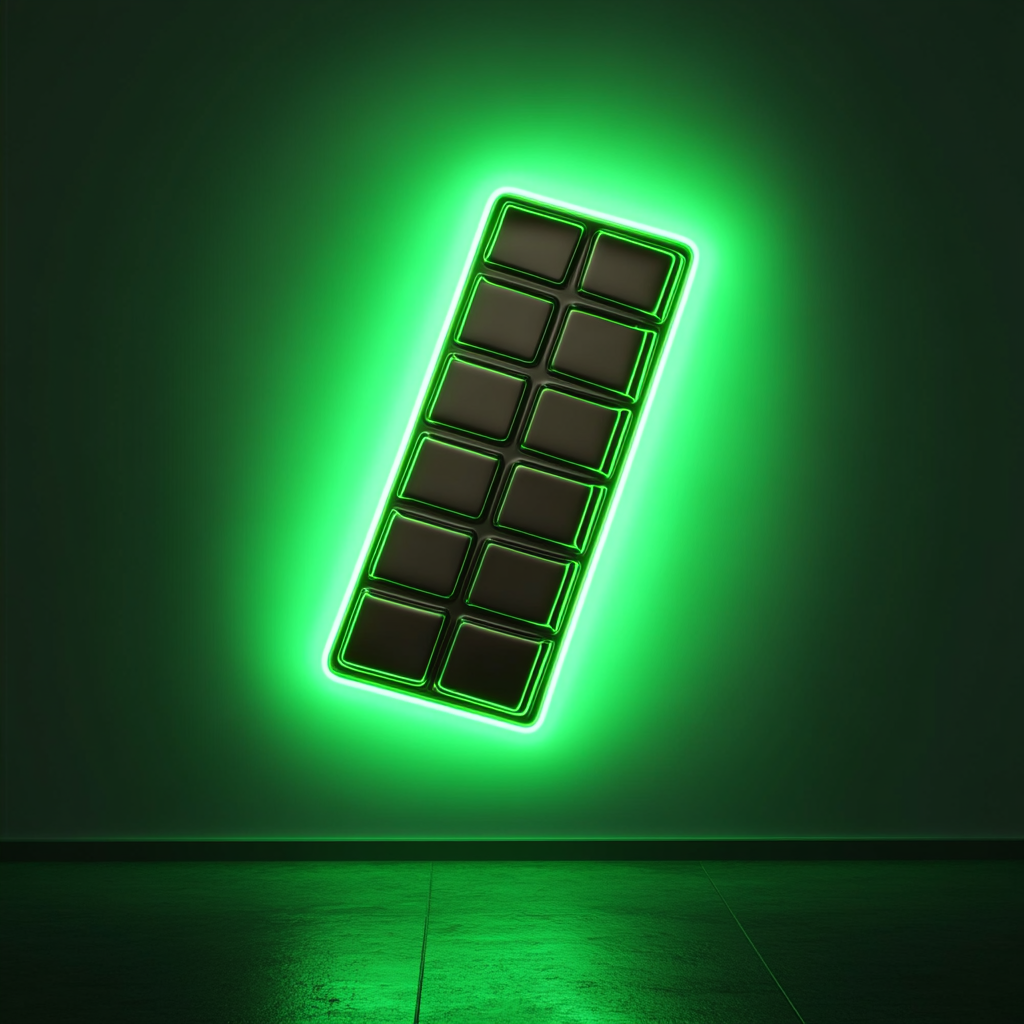 Chocolate Bar Unwrapped - Green Neon Sign, 18 Inches