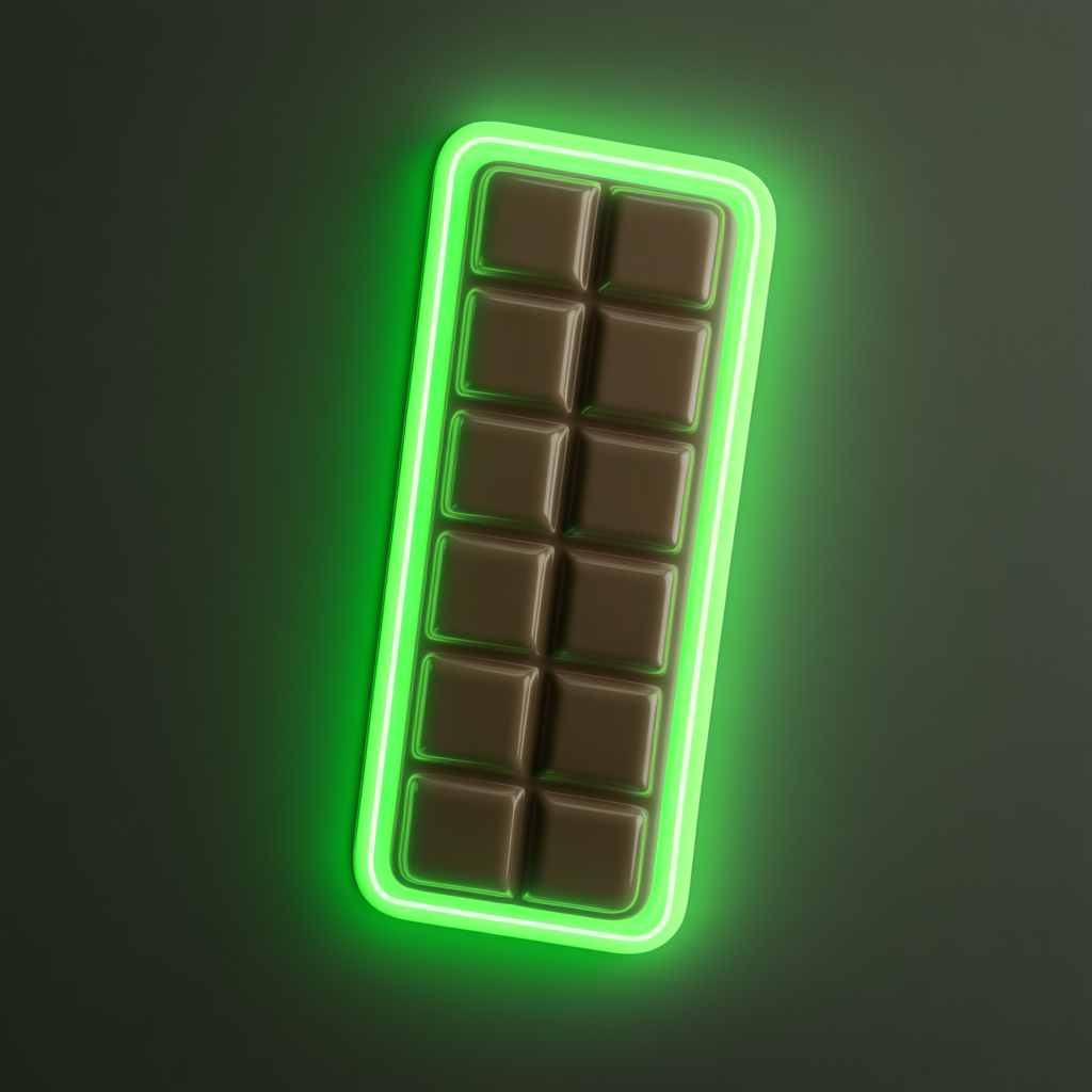 Chocolate Bar Unwrapped - Green Neon Sign, 18 Inches