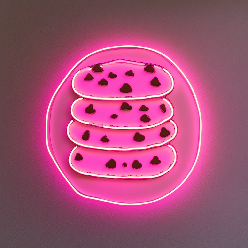 Chocolate Chip Cookie Stack - Pink Neon Sign, 18 Inches