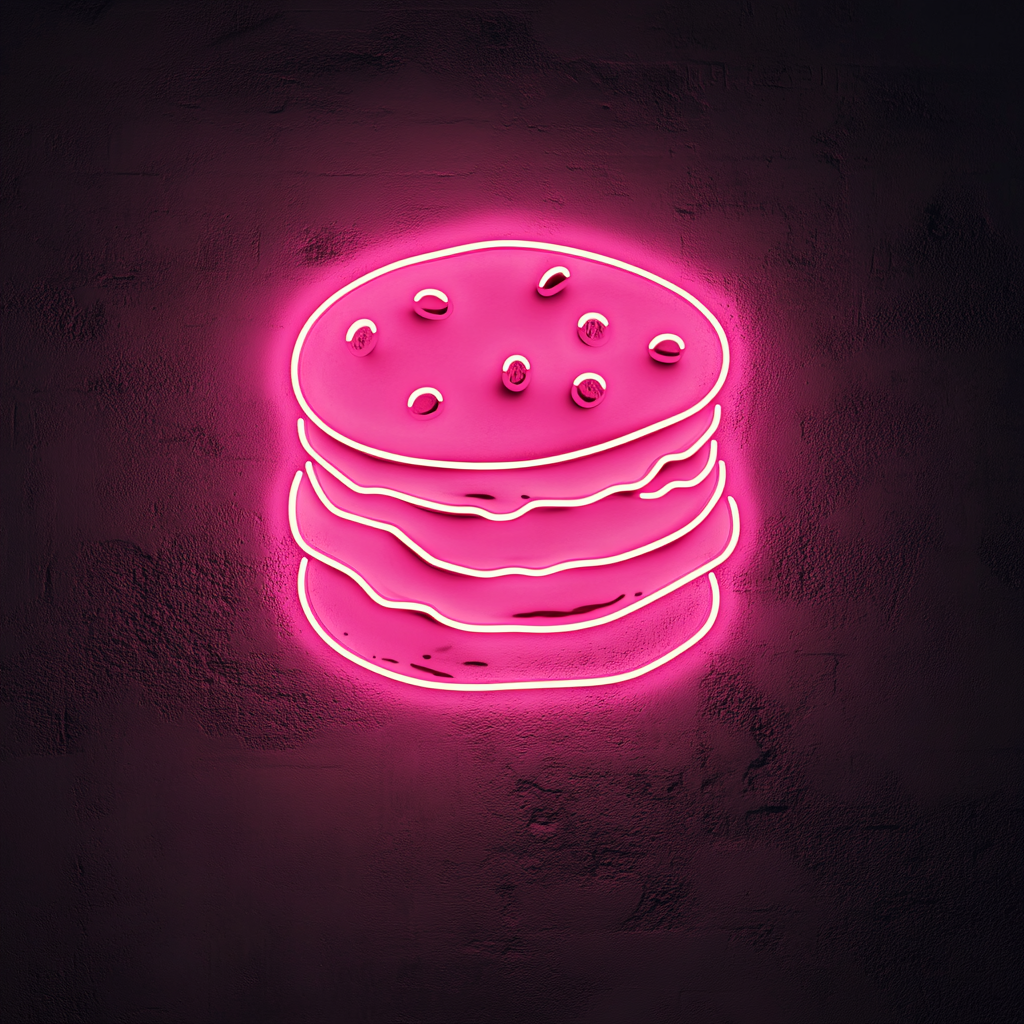 Chocolate Chip Cookie Stack - Pink Neon Sign, 24 Inches