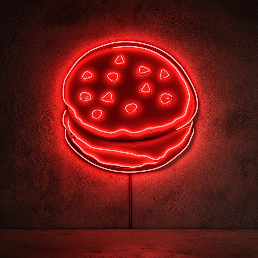Chocolate Chip Cookie Stack - Red Neon Sign, 24 Inches