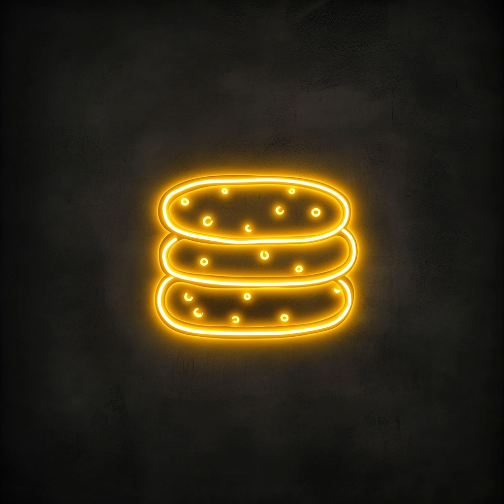 Chocolate Chip Cookie Stack - Yellow Neon Sign, 24 Inches