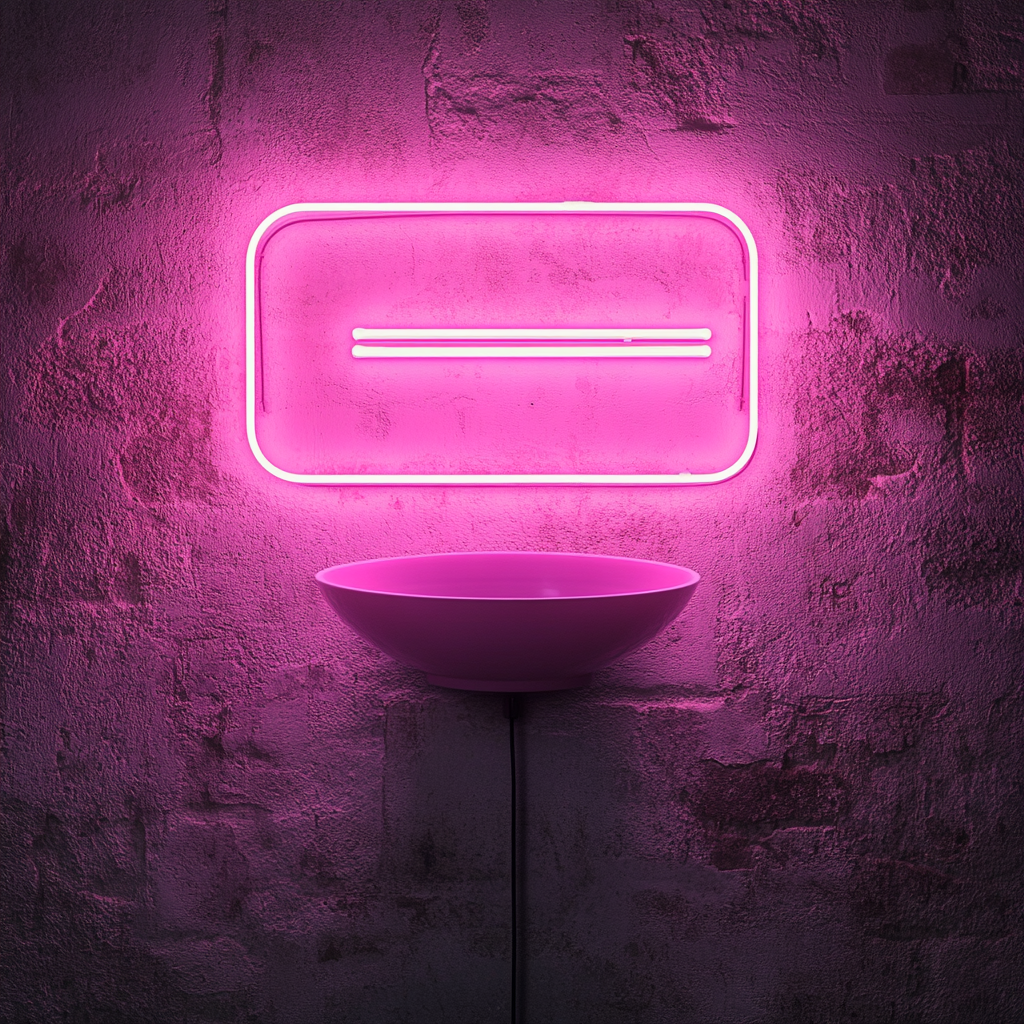 Chopsticks and Bowl - Pink Neon Sign, 24 Inches