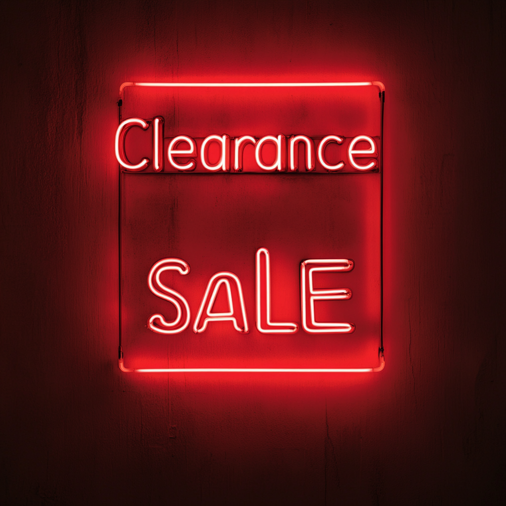 "Clearance Sale" - Red Neon Sign, 18 Inches