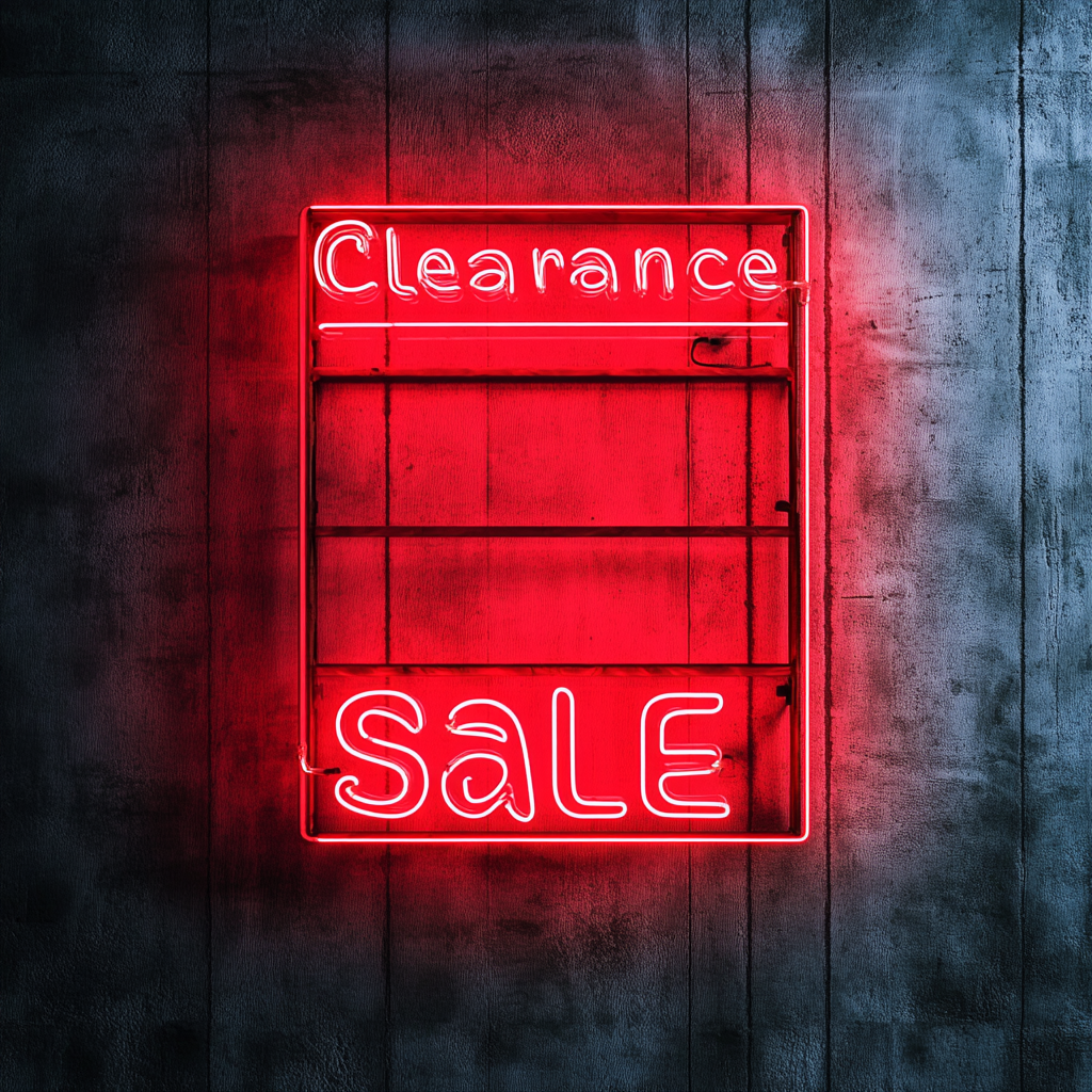 "Clearance Sale" - Red Neon Sign, 24 Inches
