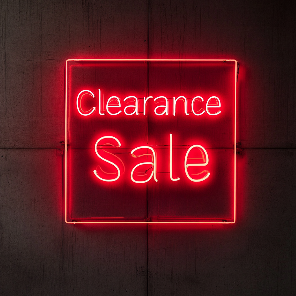 "Clearance Sale" - Red Neon Sign, 24 Inches