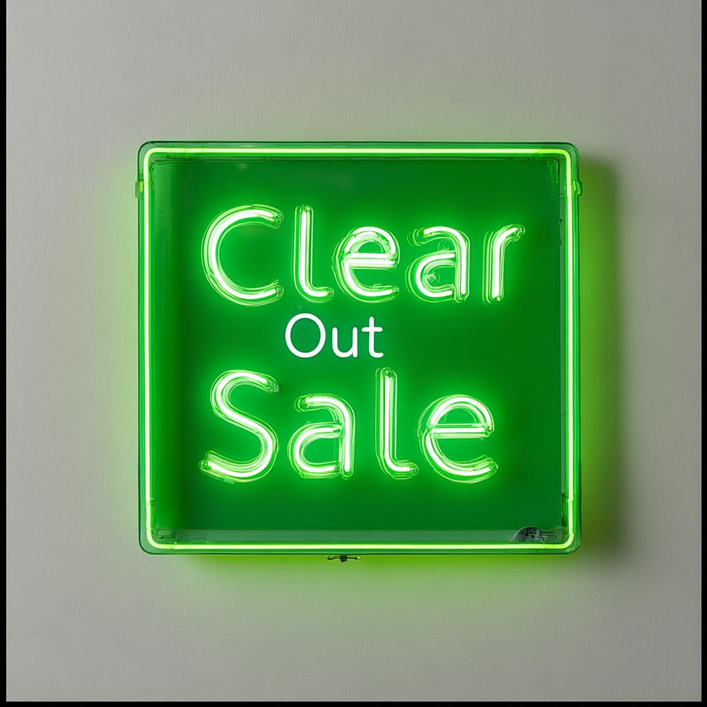 "Clear Out Sale" - Green Neon Sign, 24 Inches