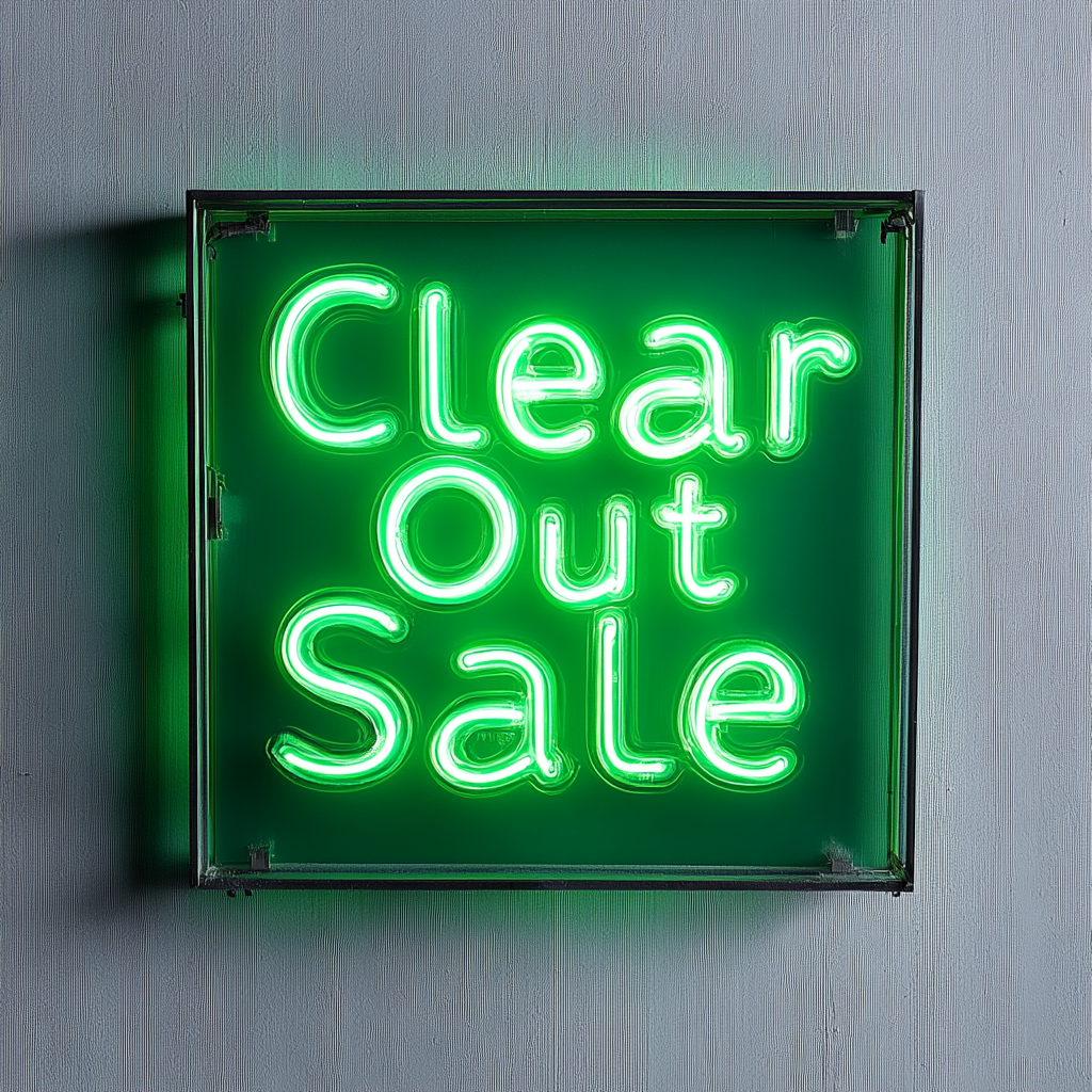 "Clear Out Sale" - Green Neon Sign, 24 Inches