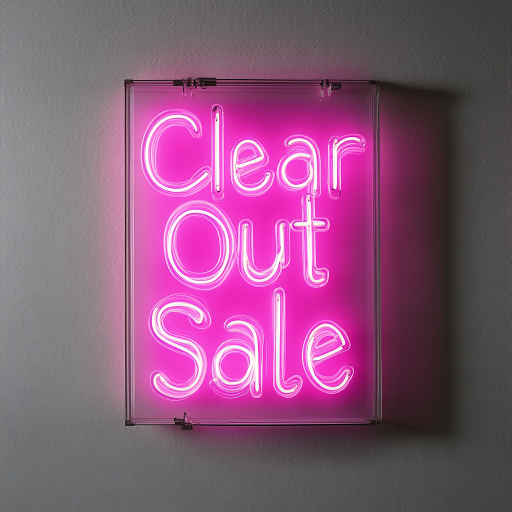 "Clear Out Sale" - Pink Neon Sign, 24 Inches