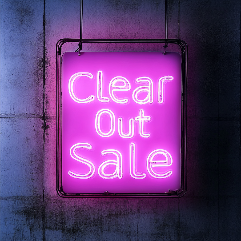 "Clear Out Sale" - Pink Neon Sign, 24 Inches
