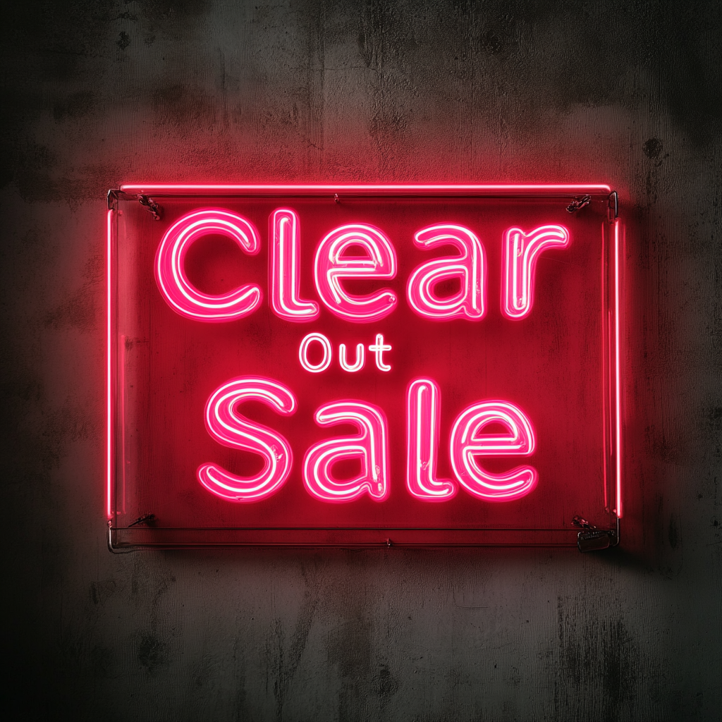 "Clear Out Sale" - Red Neon Sign, 24 Inches