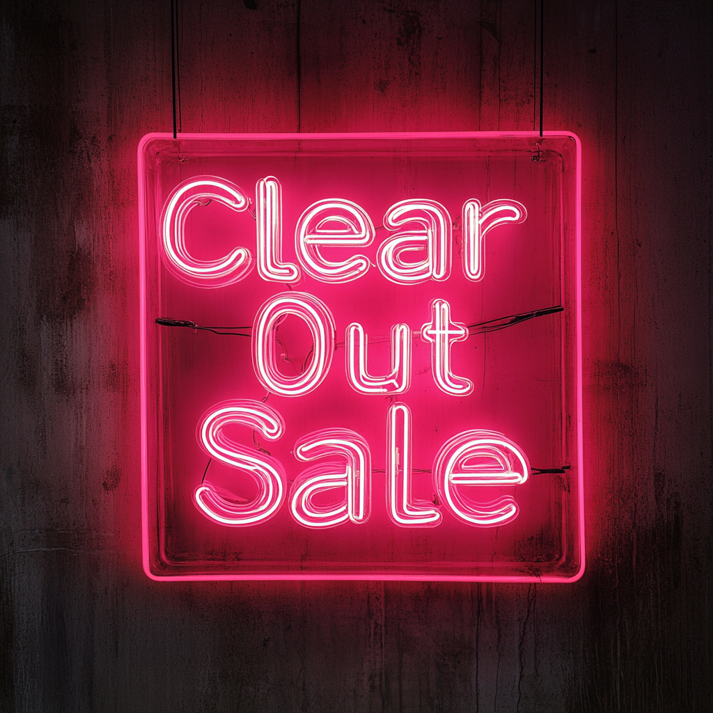 "Clear Out Sale" - Red Neon Sign, 24 Inches