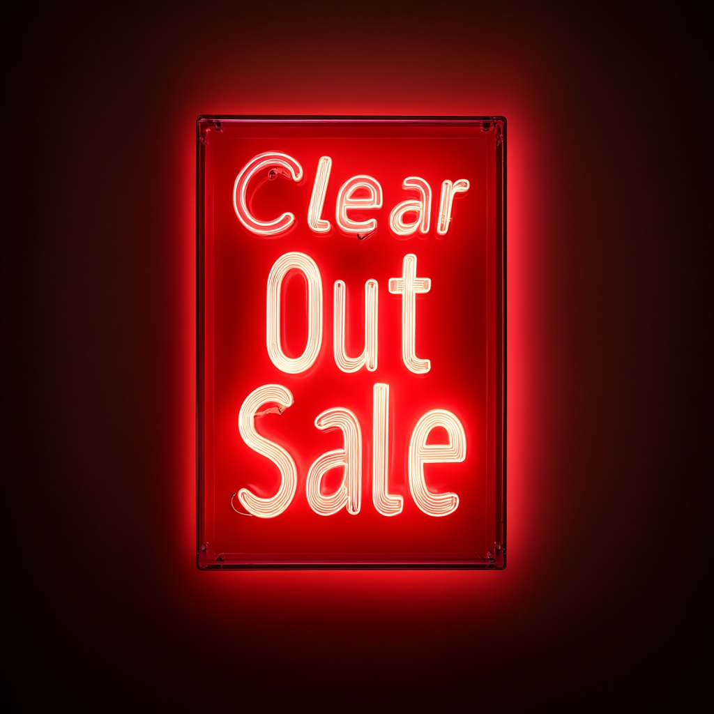 "Clear Out Sale" - Red Neon Sign, 24 Inches