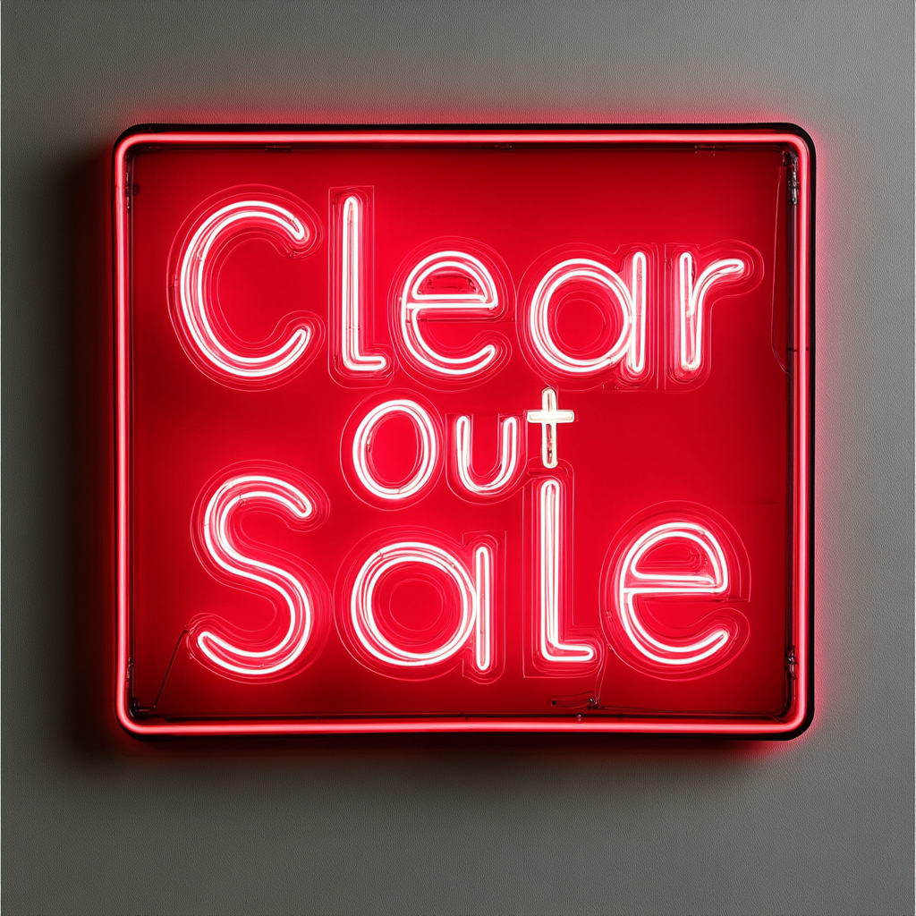 "Clear Out Sale" - Red Neon Sign, 24 Inches