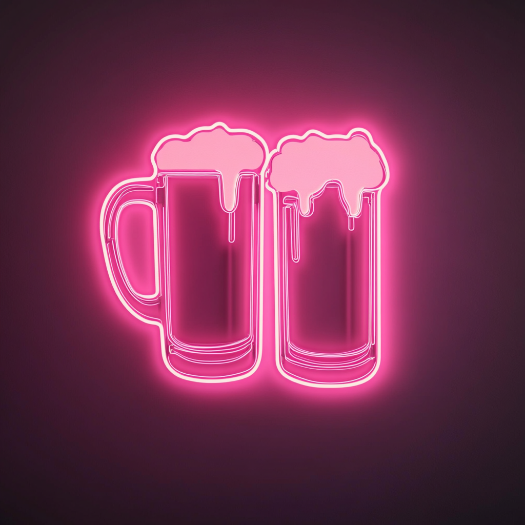 Clinking Beer Mugs - Pink Neon Sign, 24 Inches